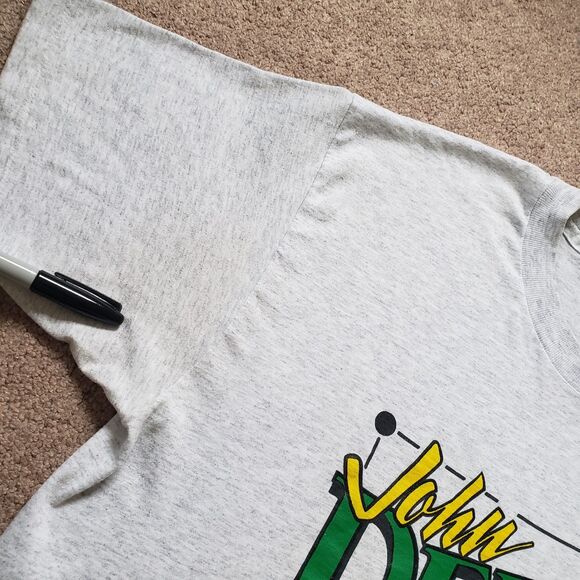 Vintage 90s John Deere Tractor Sz Large Single Stitch USA Made Mens Gray T-Shirt - Picture 5 of 8